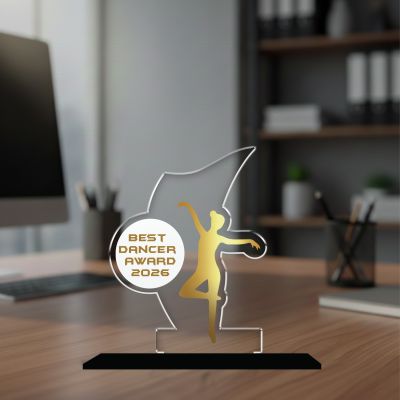 Personalized Best Dancer Award Dance Achievement Recognition Gift for Dancers, Students & Teacher UV Printed Acrylic Award Trophy (Best Dancer Trophy)